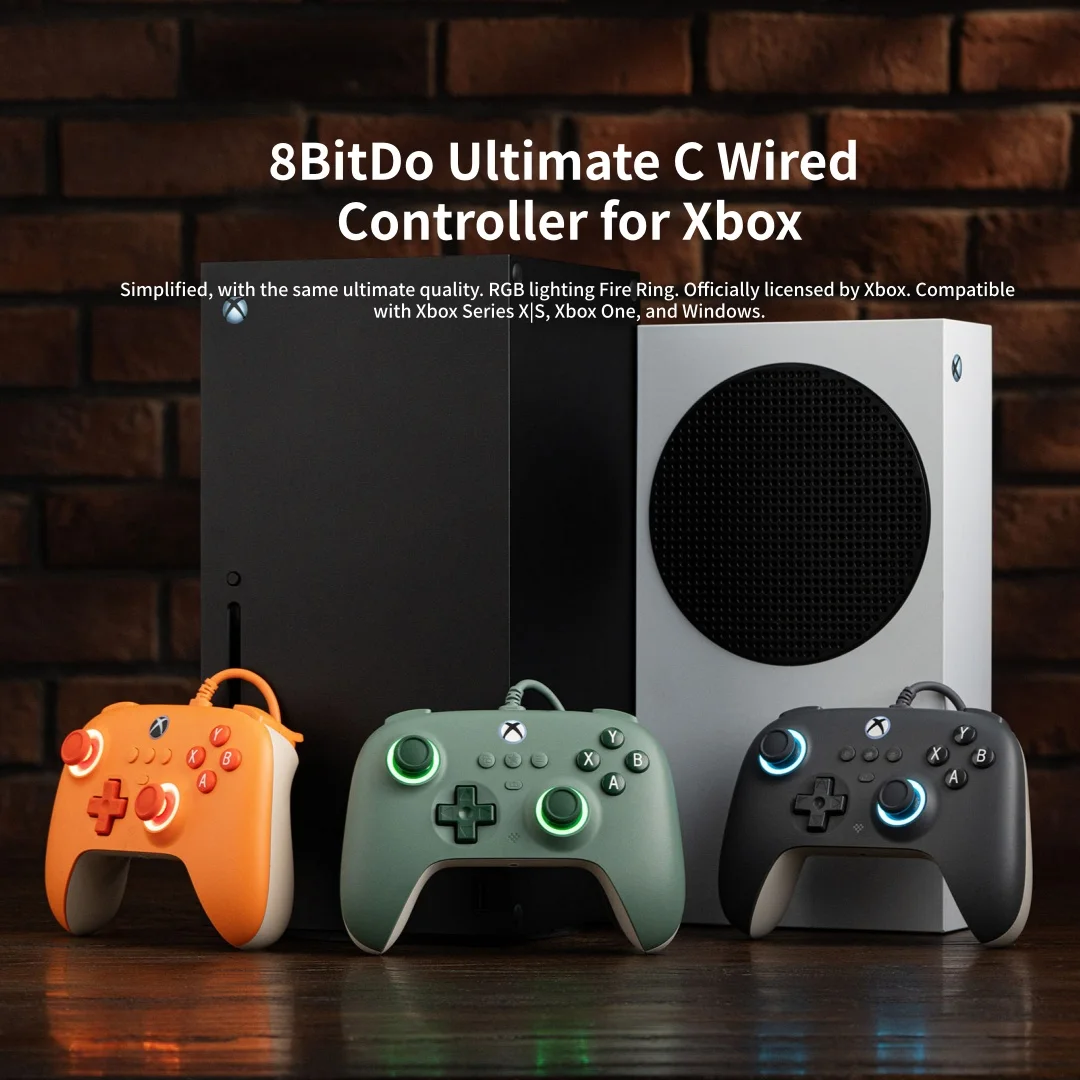 Mando con cable 8Bitdo Ultimate C para Xbox, compatible con Xbox Series X. | Joysticks con efecto Hall para mando de Xbox One/Windows
