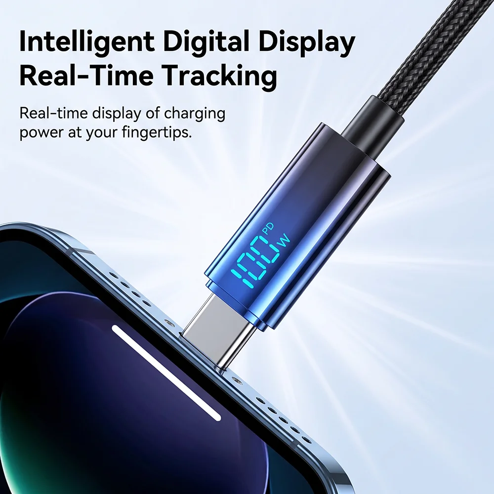 Cable USB a tipo C NNBILI, cargador de carga rápida de 100W, Cable de pantalla USB C a tipo C para iPhone, Xiaomi, Huawei, Macbook, Honor, 1m, 2m