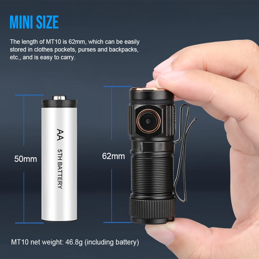 Trustfire MT10 EDC linterna 1000 lúmenes lámpara LED recargable portátil USB C antorcha de carga Mini 16340 IPX8 MVB luz de trabajo óptica