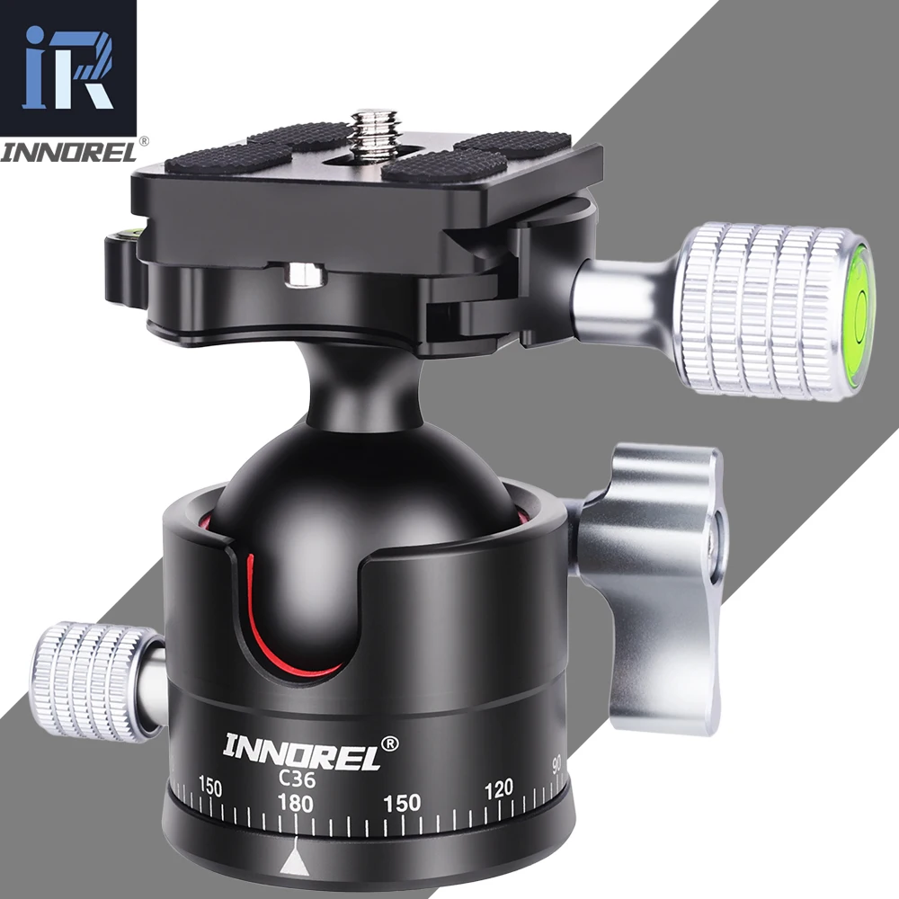 Cabezal de bola de trípode de perfil bajo INNOREL C36 cabezal de bola de Metal panorámico Universal 360 con placa Arca Swiss 36mm de diámetro tornillo de 1/4 "a 3/8"