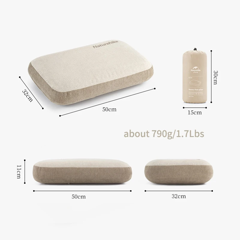 Naturehike-almohada plegable ultraligera para acampar, cojín de espuma viscoelástica para dormir, almacenamiento portátil para exteriores, viaje, avión, Playa