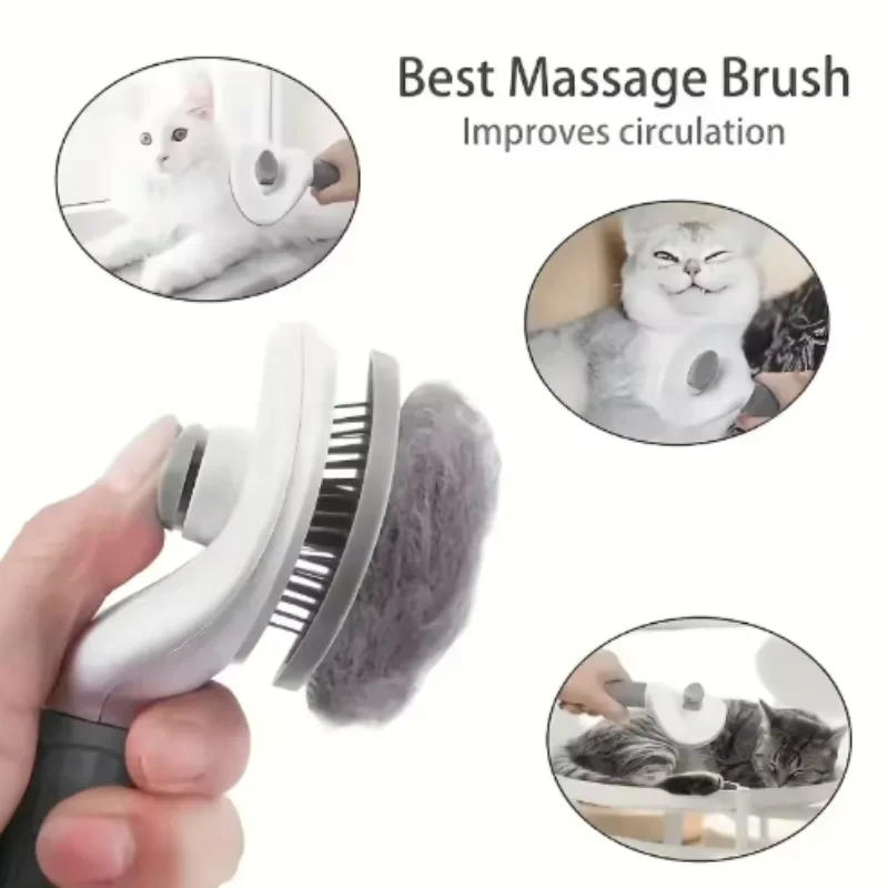 Peine para mascotas, peine de aguja de acero inoxidable, cepillo de limpieza para perros y gatos, depilación flotante, Limpieza del cabello, belleza, cuidado de la piel