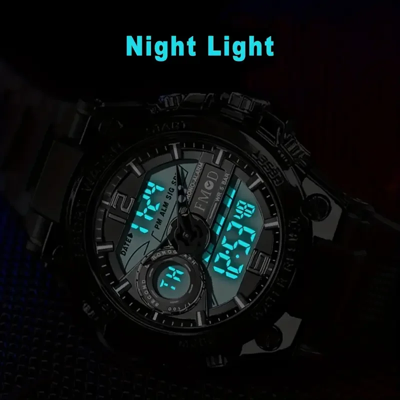 Reloj de pulsera Digital militar de acero para hombre, reloj de cuarzo LED, reloj deportivo, relojes grandes para hombre, relojes masculinos