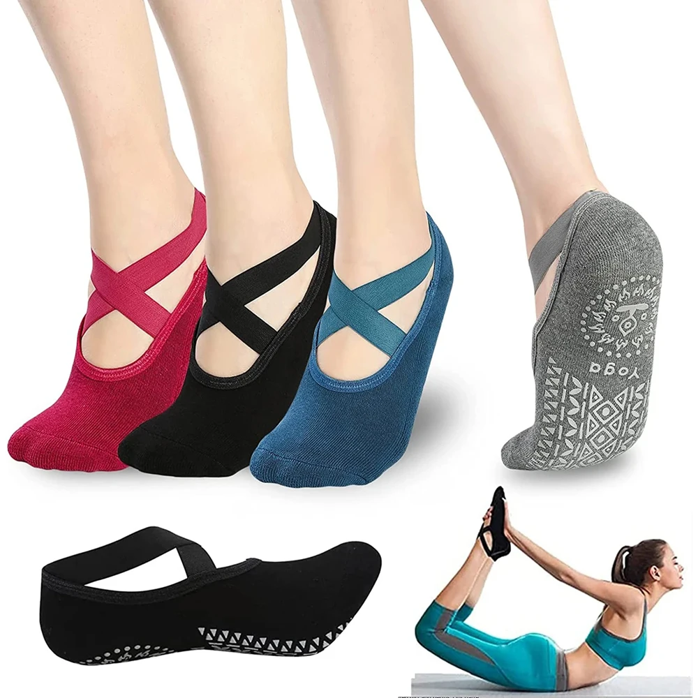 Calcetines de Yoga transpirables de alta calidad para mujer, medias antideslizantes de silicona para Pilates, calcetines de algodón para entrenamiento físico y danza de Ballet