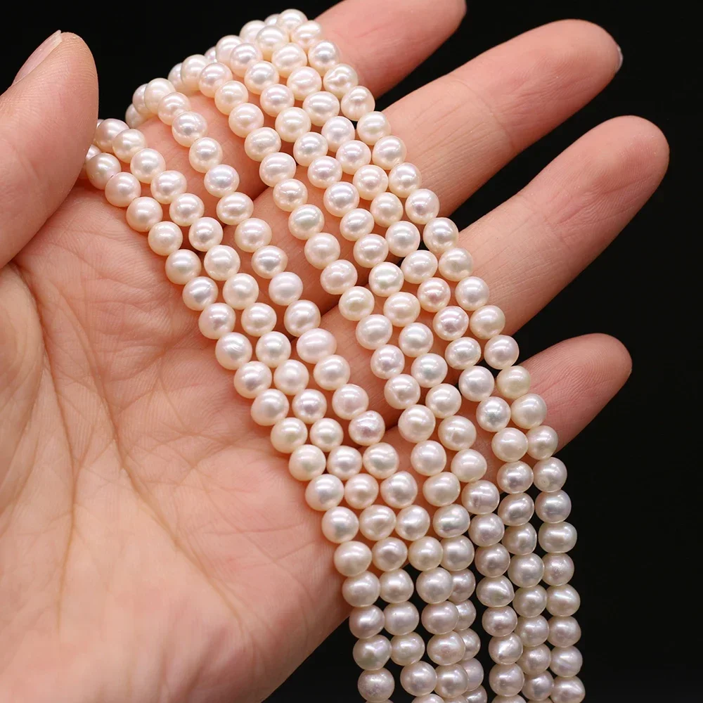Perlas naturales de agua dulce AAA + de 4-5mm, cuentas espaciadoras de perlas redondas blancas para fabricación de joyería, accesorios para pulseras y collares DIY, regalo