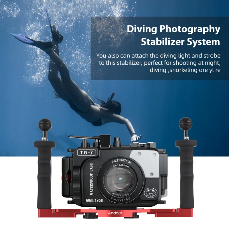 Andoer-Soporte de carcasa de buceo para cámara GoPro, Canon, Sony, Nikon, DSLR