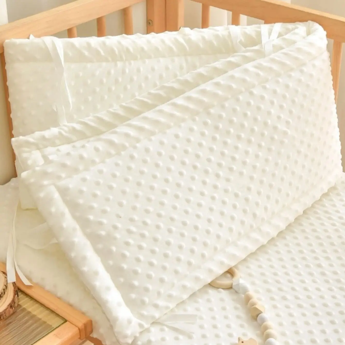 Barandilla gruesa para cuna, Protector para decoración de habitación de bebé, valla de cuna de bebé de Color sólido, protección de cama de algodón