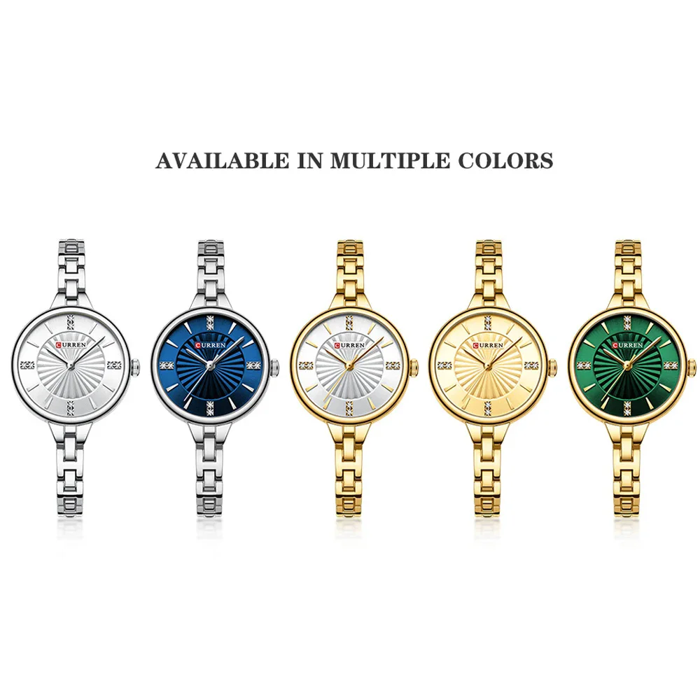Reloj CURREN 9097 de cuarzo informal para mujer, elegante diseño Simple, resistente al agua, correa de acero inoxidable, reloj de pulsera de negocios a la moda para mujer