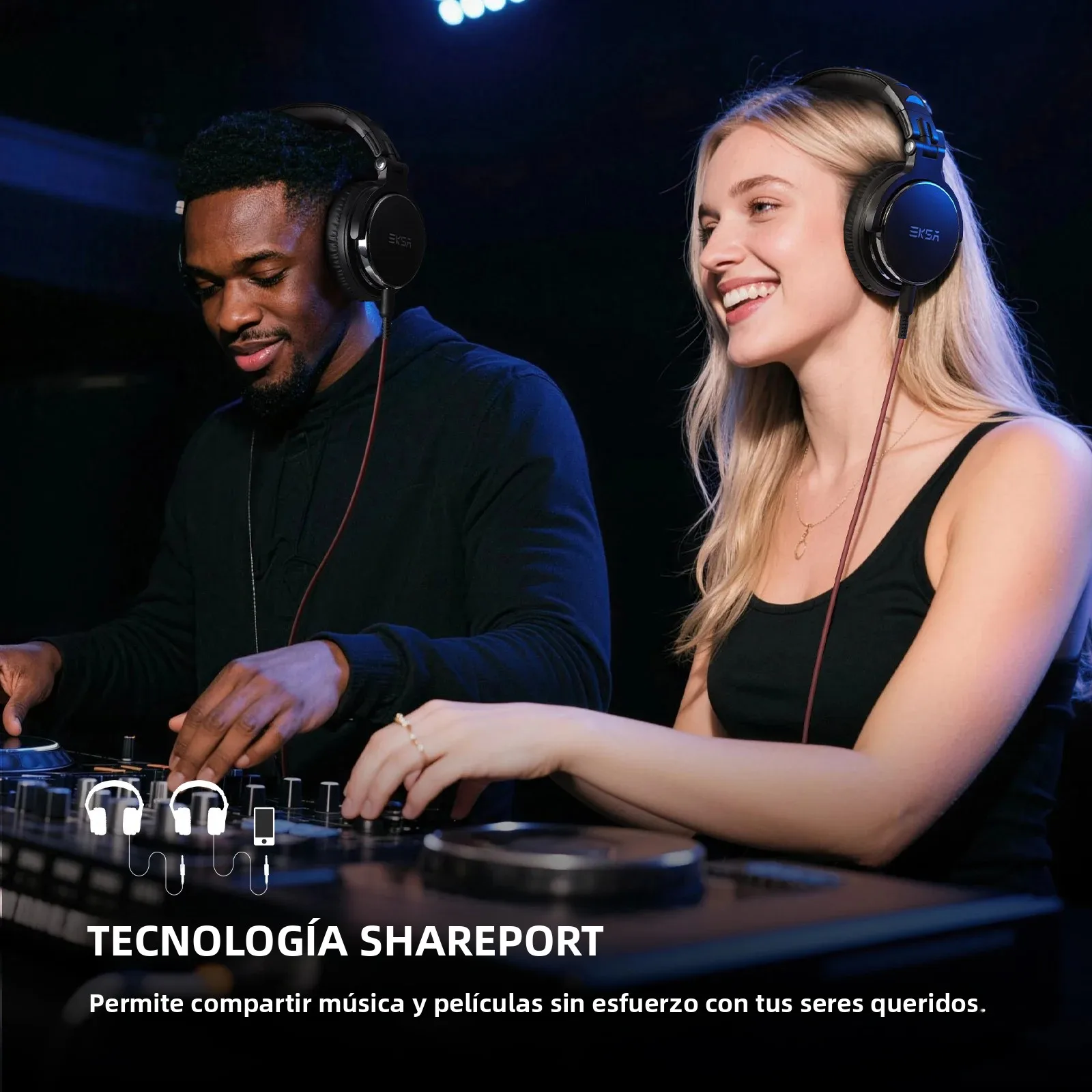 Auriculares de estudio con cable Oneodio EKSA P100 de 3.5/6.35 mm, auriculares profesionales de alta fidelidad para DJ con micrófono para guitarra