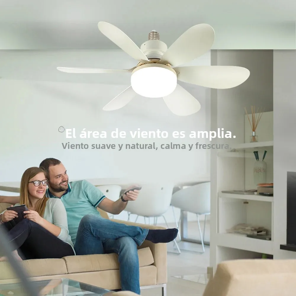 E26 E27 Base de uso doméstico LED ventilador de techo luz inalámbrica remota ventilador inteligente luz 42cm 52cm ventilador de techo para habitación Oficina estudio cocina