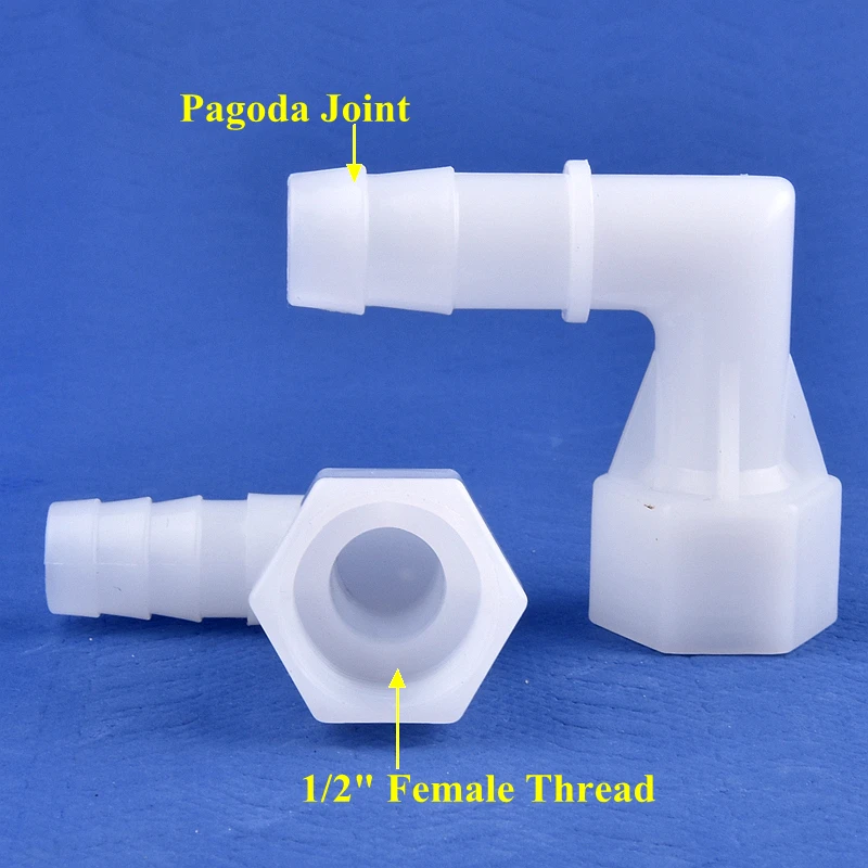 Conectores de codo de Pagoda de rosca hembra, 5 ~ 200 piezas, 1/2 pulgadas, 4 ~ 25mm, tubo de agua en forma de L para riego de jardín, adaptador de manguera para pecera