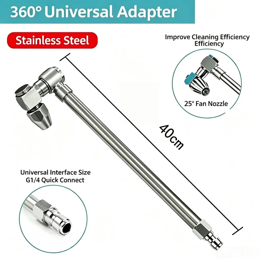 360 °   Varilla de limpieza de aire acondicionado de doble giro, varilla pulverizadora universal de conexión rápida de 1/4 pulgadas, boquilla de agua para limpieza de serpentines HVAC y detallado de automóviles