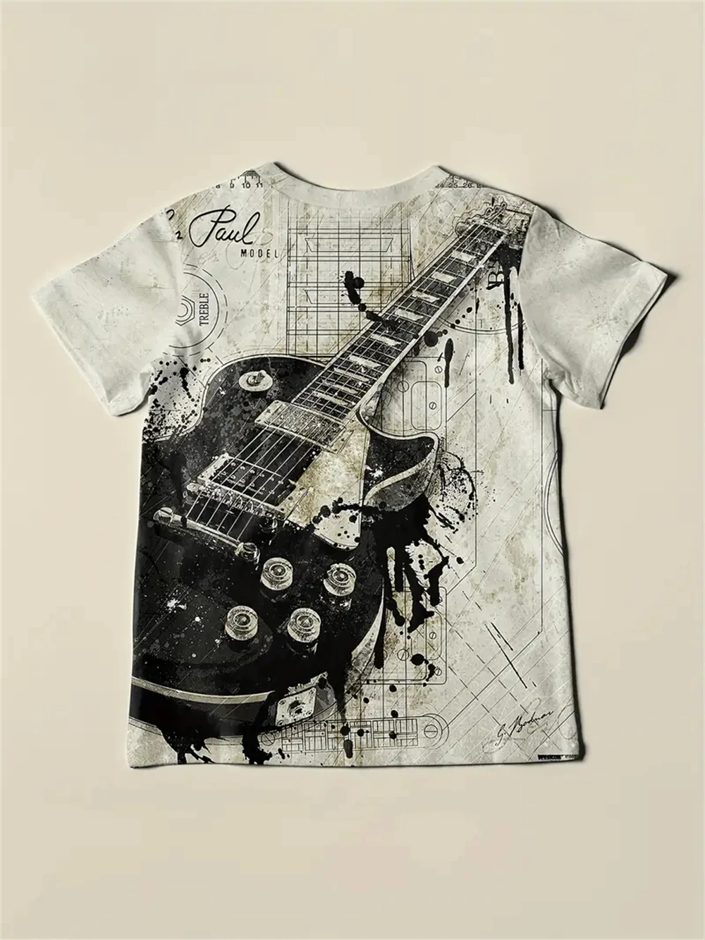 Camiseta con estampado 3D de instrumentos de guitarra para hombre y mujer, camisa de manga corta a la moda, Tops de Hip Hop para niños, camisetas de gran tamaño, Top de moda de verano