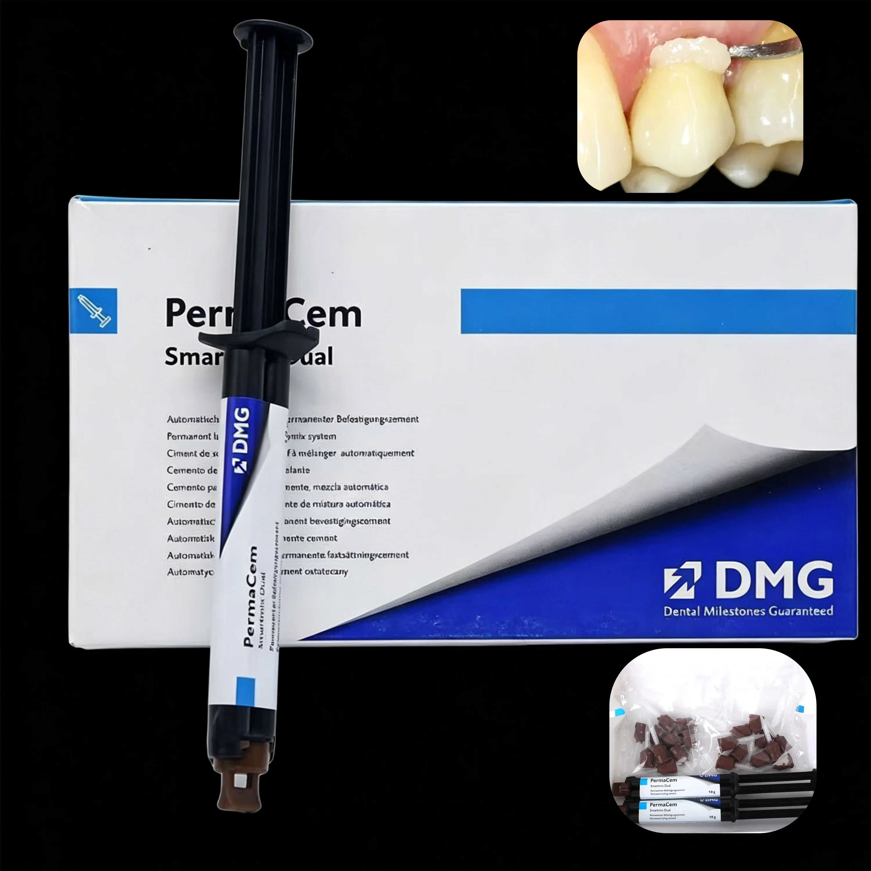 DMG PermaCem Smartmix Cemento de Resina Autoadhesivo Dual 10g/unidad Material Dental de Doble Curado para Coronas, Puentes e Incrustaciones
