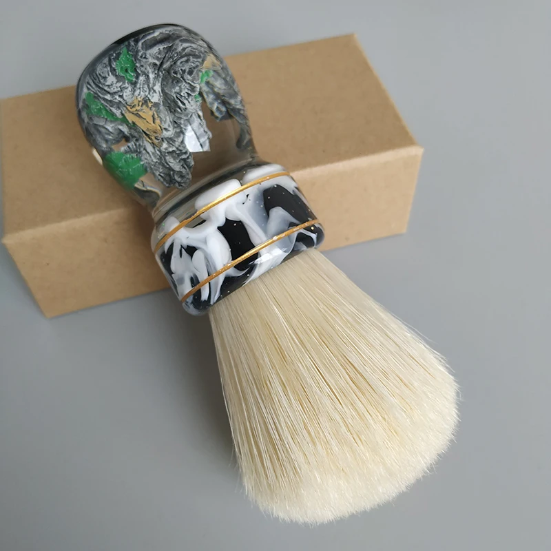 Brocha de Afeitar Dscosmetic de 30 mm con Cerdas de Jabalí, Mango de Resina y Base Resistente para Afeitado en Húmedo