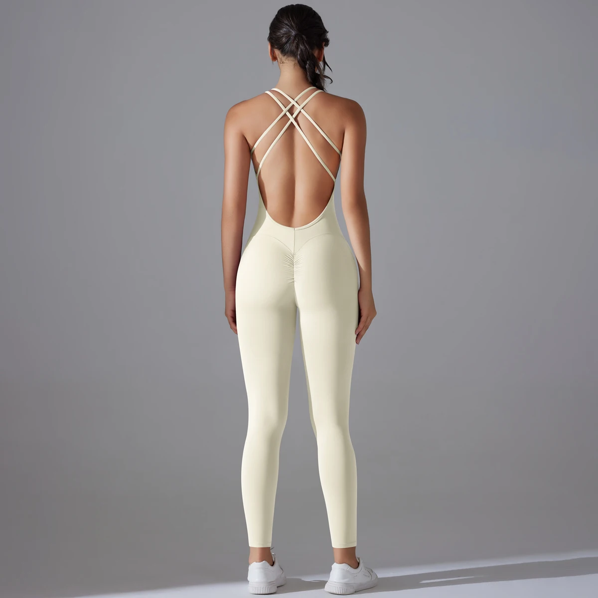 Body de Yoga con Espalda descubierta, conjunto de Fitness, traje deportivo de una pieza, body elástico, ropa de gimnasio, ropa deportiva de realce