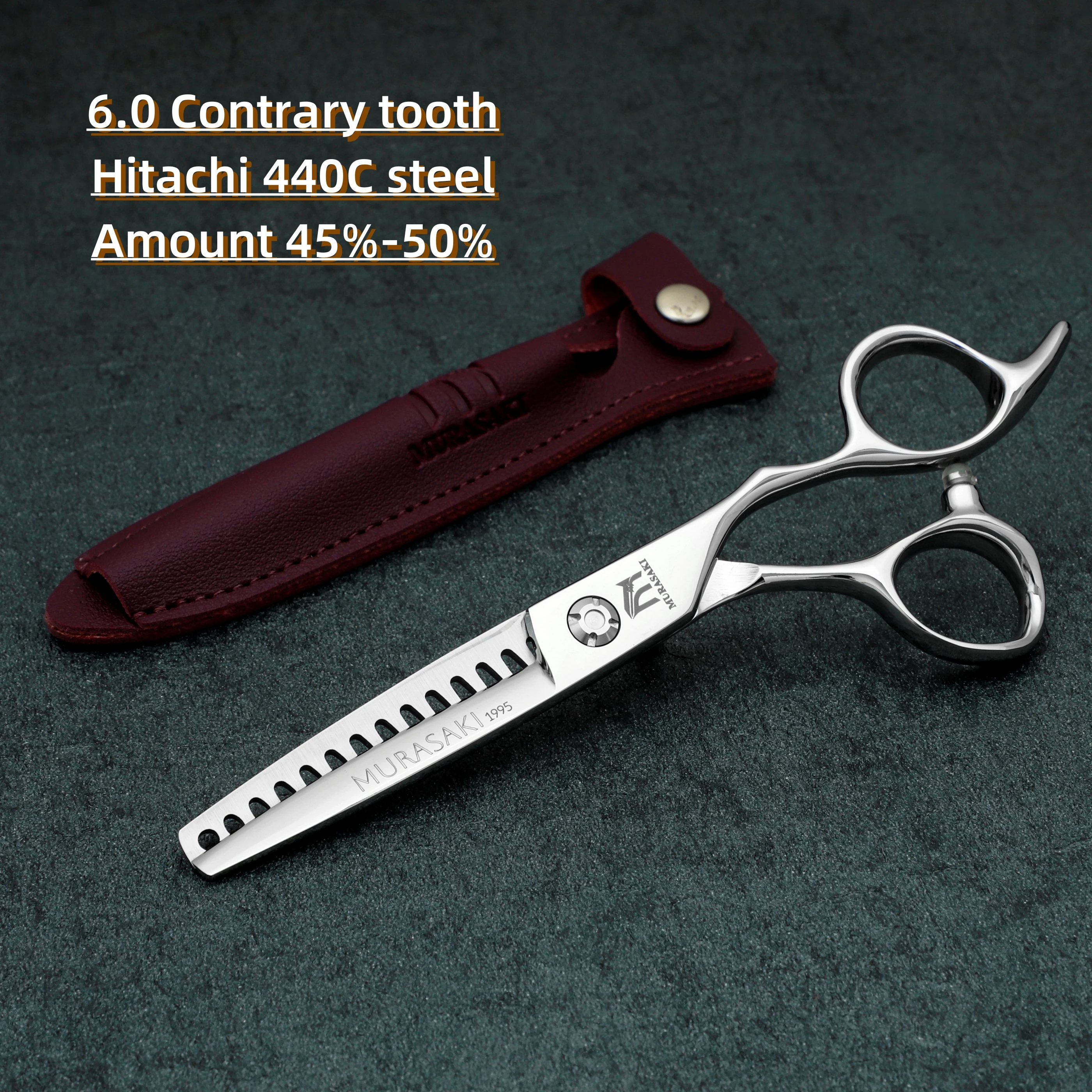 Tijeras de peluquero profesionales MURASAKI, tijeras para adelgazar el cabello con dientes opuestos de 6,0 pulgadas, herramientas de peluquero de acero Hitachi 440C de alta calidad