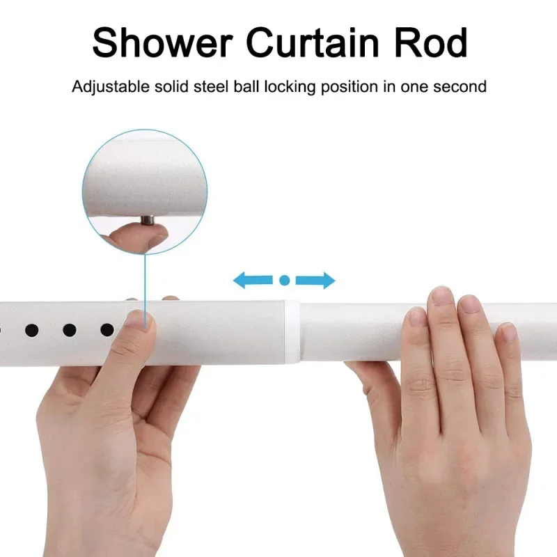 Varillas de cortina Varillas de cortina ajustables Varillas de cortina de ducha Sin perforación Varilla telescópica antideslizante 70-360 cm Opcional