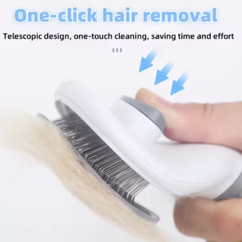 Peine para mascotas, peine de aguja de acero inoxidable, cepillo de limpieza para perros y gatos, depilación flotante, Limpieza del cabello, belleza, cuidado de la piel