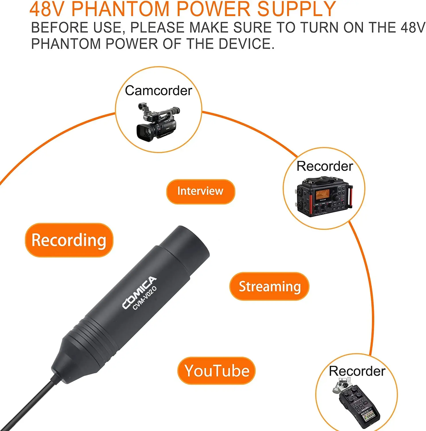 Micrófono de Solapa COMICA XLR, Comica CVM-V02O, Micrófono Omnidireccional de 3 Pines para Videocámaras Canon, Sony y Panasonic