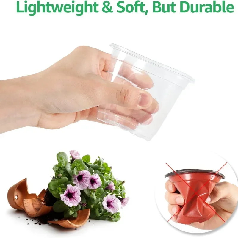 Maceta redonda para jardín y hogar, contenedor de orquídeas para vivero, contenedor de orquídeas transparente, maceta de inicio redonda, 5 uds.