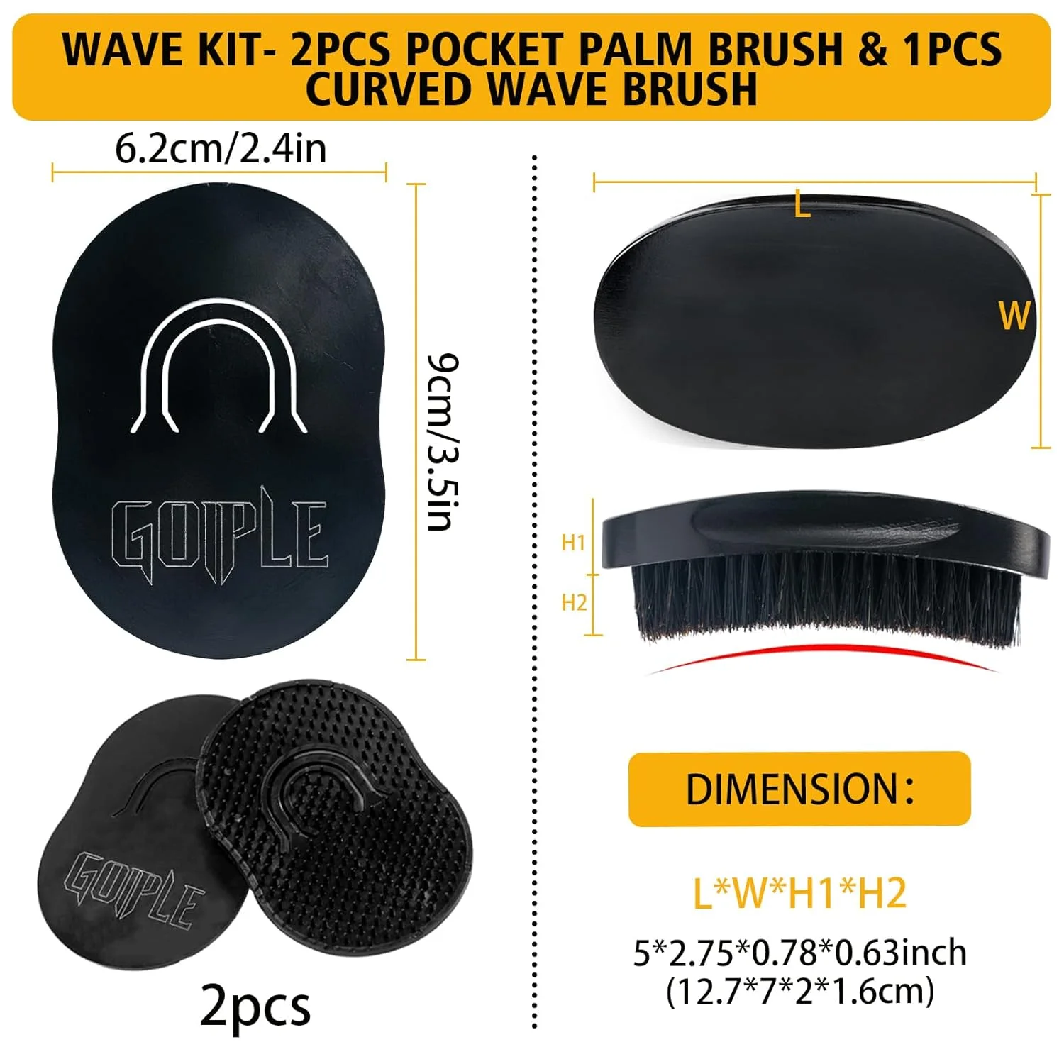 Kit de Ondas GOIPLE para Hombre con Pomada para Control de Ondas, Mantequilla para Ondas y Cepillo para Ondas Curvas, Set Completo para Peinar Ondas 360