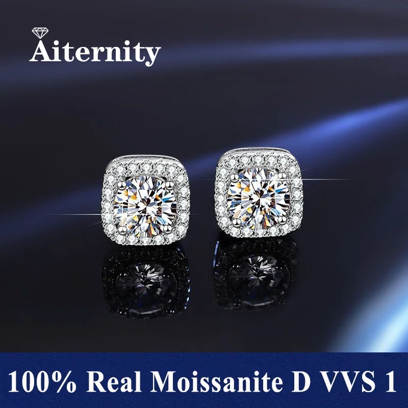 Pendientes de moissanita D VVS1 para mujer, pasan la prueba del diamante, con baño de platino S925 y 2 certificados.