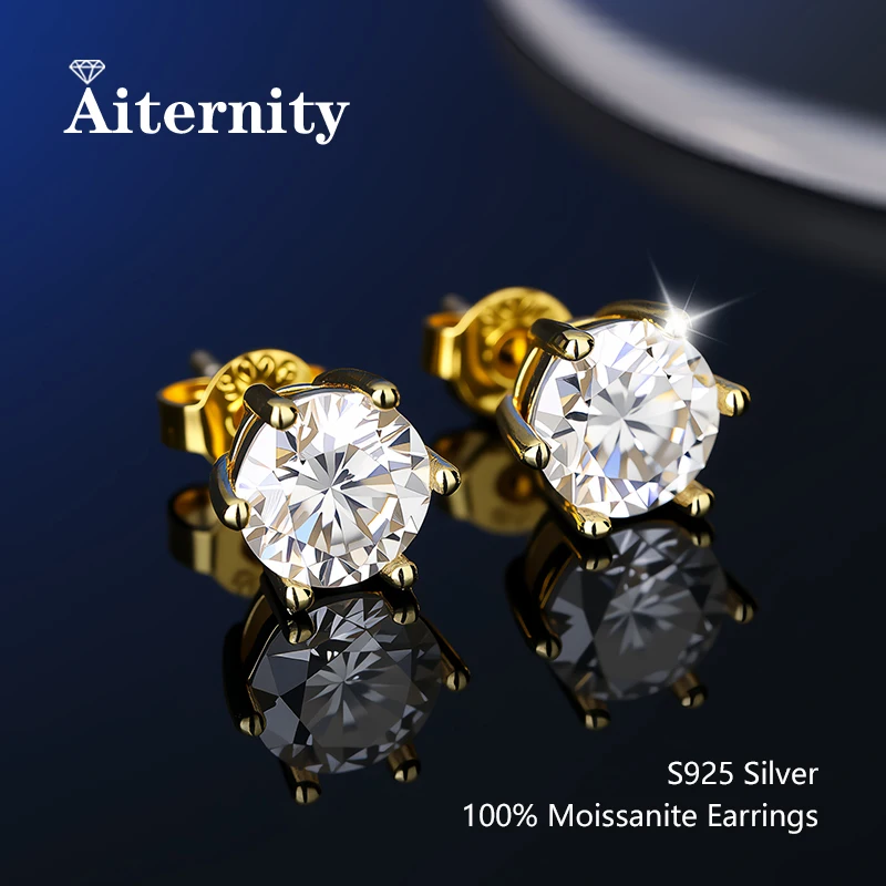 Pendientes de moissanita 100% Plata de Ley auténtica S925 con 2 certificados D VVS1, pluma de prueba de diamante para mujeres y hombres, joyería