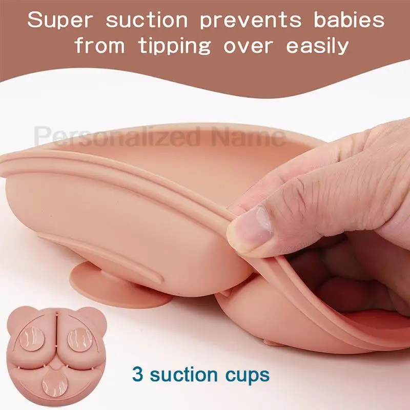 Juegos de platos de alimentación de bebé, tazón de succión, plato de silicona para niños, vajilla para niños de 6 uds., platos de cena con nombre personalizado, tazas, cuchara