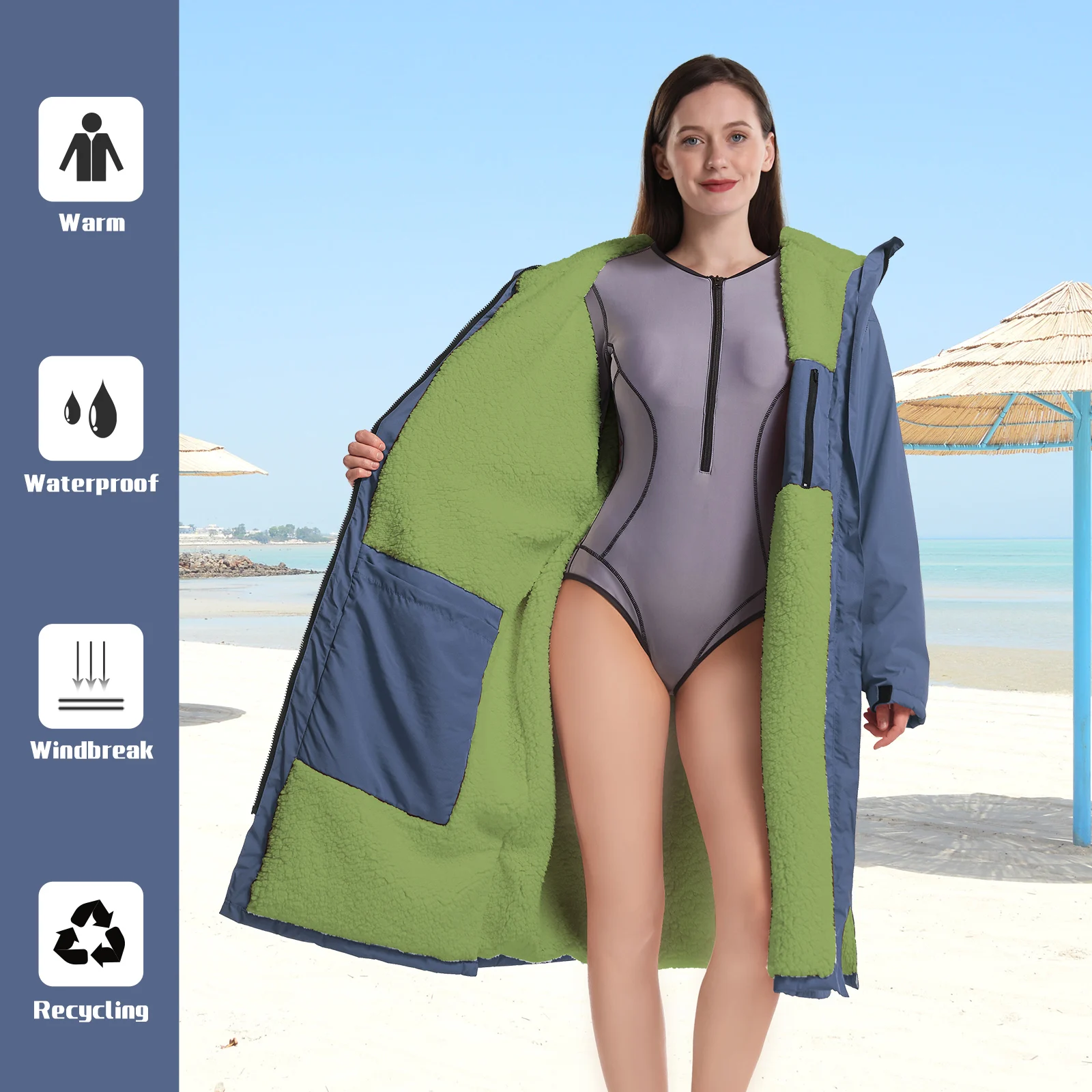 Mutao Bata cambiante de secado rápido, ultrasuave, impermeable, de secado rápido, suave y acogedor, perfecta para nadar, surfear y bucear