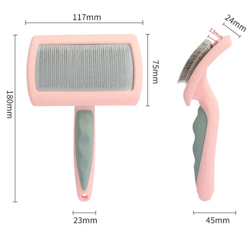 Cepillo para perros, peines de acero inoxidable para perros, cepillo de masaje para el cuidado de perros, utensilio para eliminar el pelo de mascotas, Herramientas de limpieza, mango suave, cepillo para gatos
