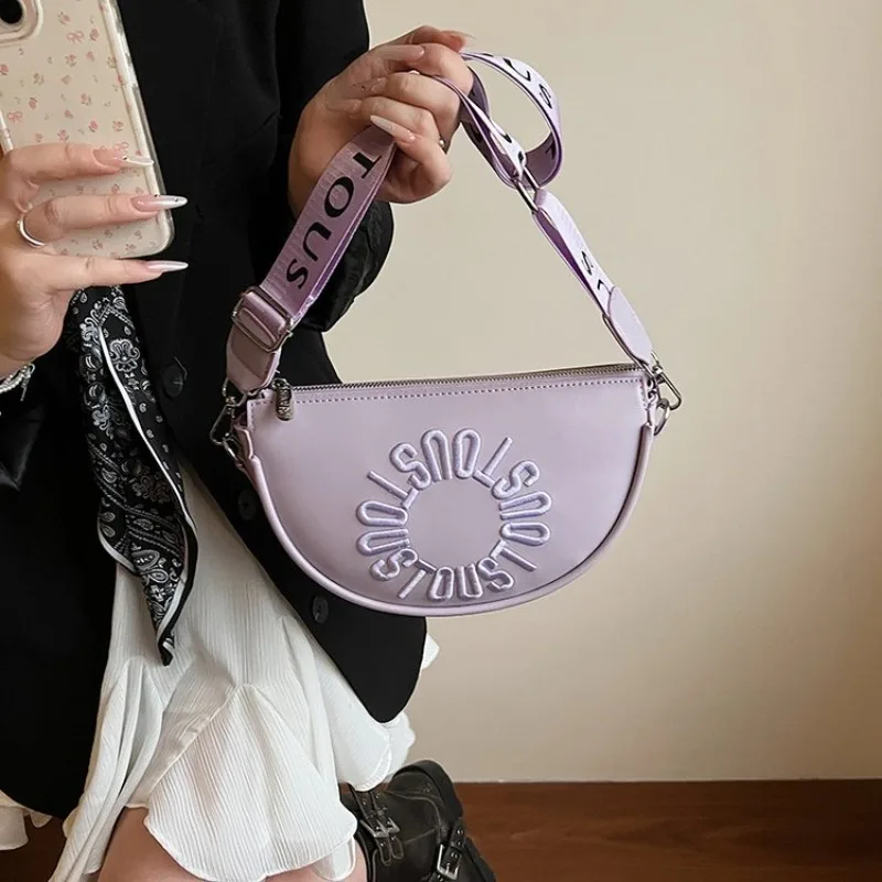 Bolso de cuero vintage para pañales, bolso cruzado con logotipo de letras a la moda, informal, de color sólido, para mujer, estilo elegante de París
