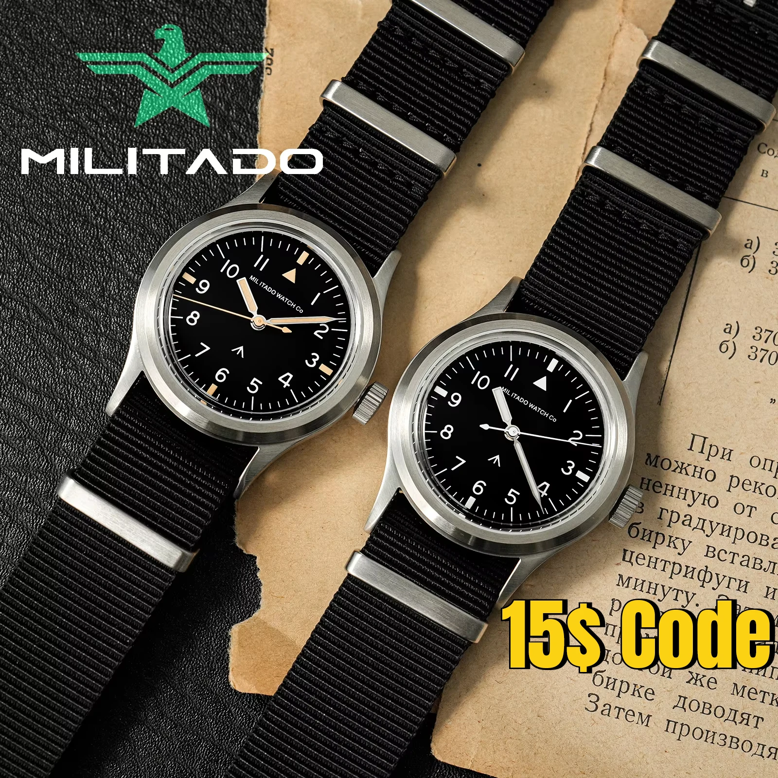 Reloj Militado ML14 de 36mm VH31 barrido segundo movimiento de cuarzo reloj cristal de zafiro superluminoso BGW9 C3 100m relojes impermeables