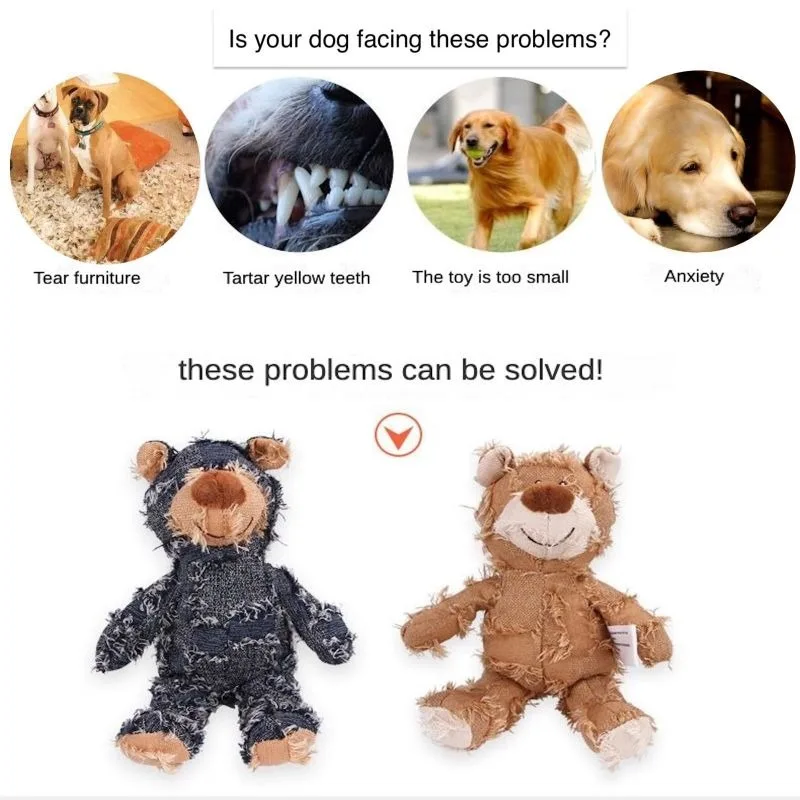 Oso de peluche para mascotas, juguete interactivo de felpa para perros, limpieza de dientes, antimordeduras, juguete Abreact, suministros para mascotas