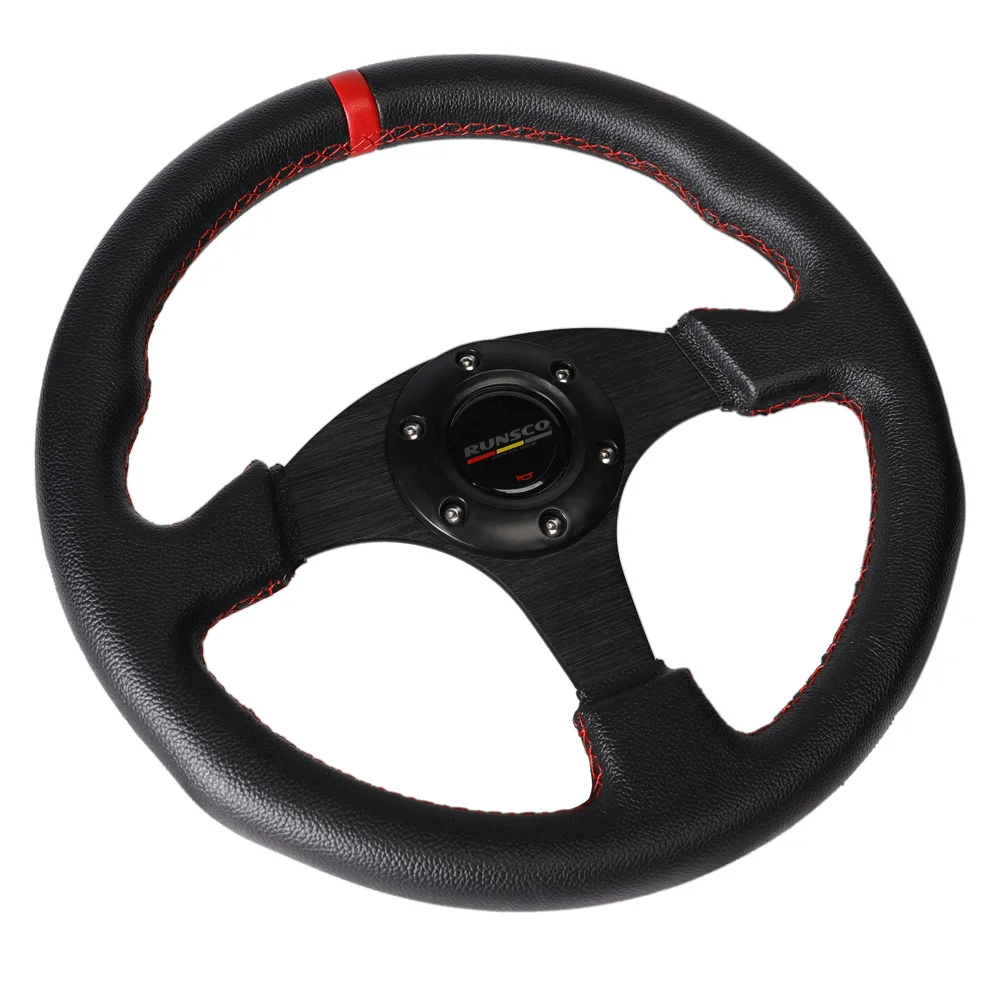 Volante plano de 330mm/13 pulgadas, volante de juego de carreras de simulación de deriva de aluminio + PVC Universal