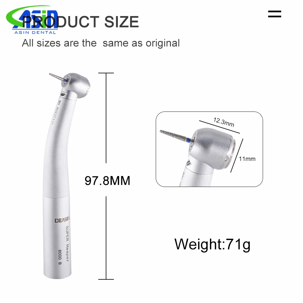 Pieza de mano de fibra óptica Dental 8000B, cabezal de torsión, turbina de aire, rodamiento de cerámica, herramienta de dentista Compatible con conectores KAVO de 6 orificios