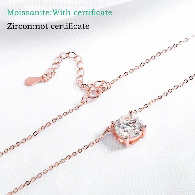 Smyoue-collar de moissanita de Color oro rosa de 1-5CT para mujer, colgante de diamante de laboratorio clásico brillante de Color D, Plata de Ley 925 100%