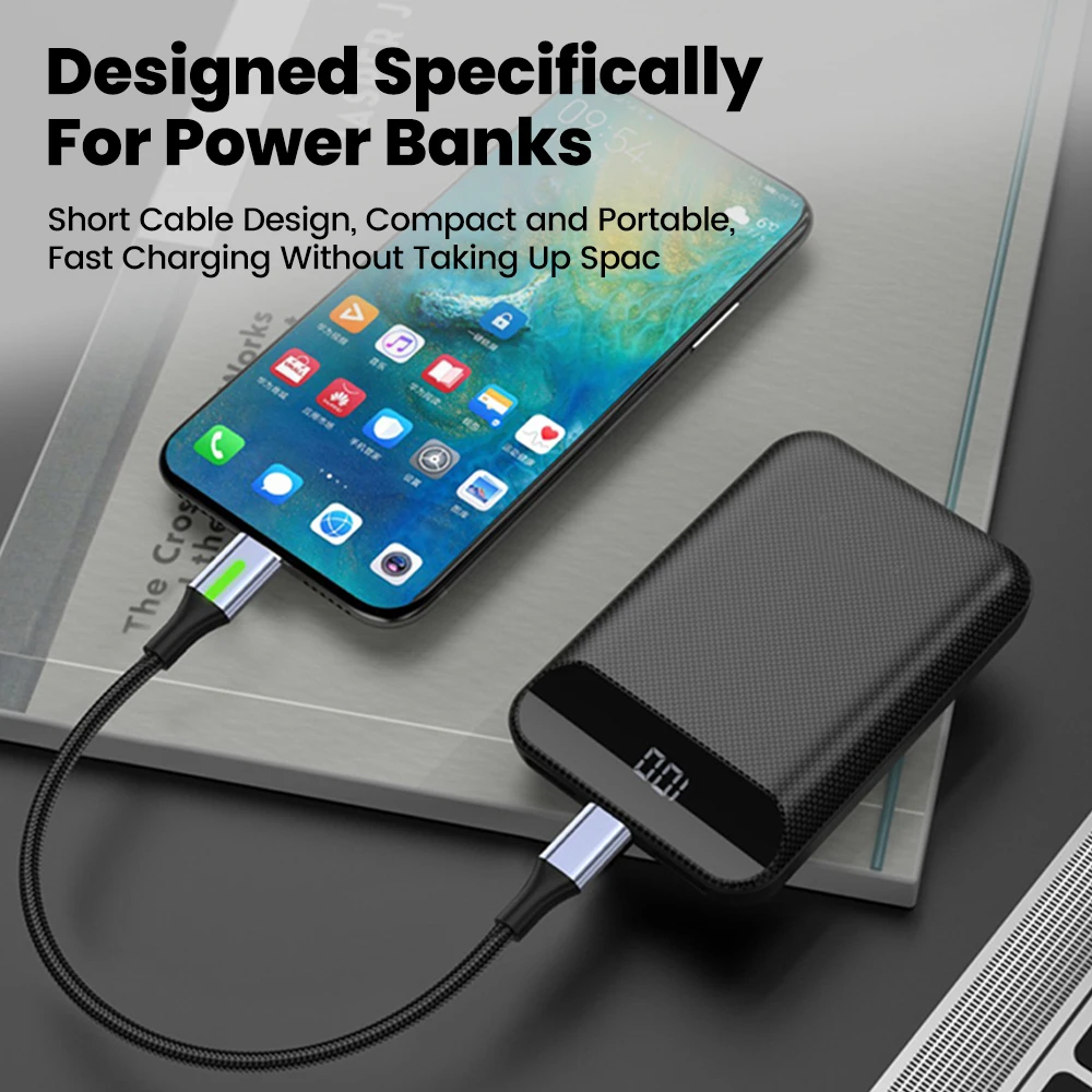 0,25 M 0,5 M Cable corto USB C a USB C 60W USB A a tipo C Cable de carga rápida para iPhone 15 16 Samsung portátiles iPad Power Bank