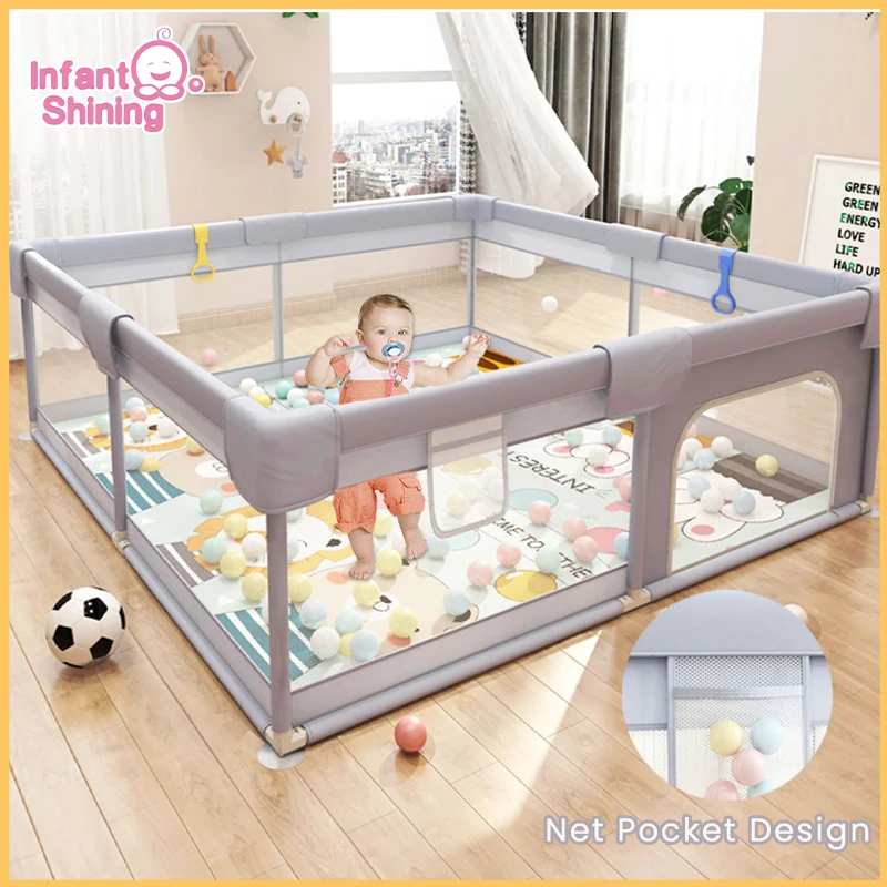 Parque infantil brillante para niños con Protector de espuma, parque infantil para bebés, valla de seguridad para bebés, parque infantil para niños de 0 a 6 años