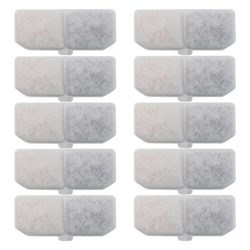 Filtro de fuente de agua para gatos, paquete de 10, filtro de fuente de repuesto, carbón activado, elemento filtrante de circulación de agua Rectangular para mascotas