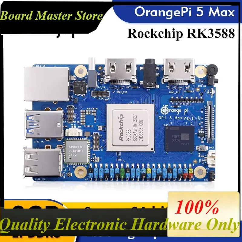 BoMaS Orange Pi 5 Max, Computadora de Placa Única, 8GB RAM LPDDR5, Chip RK3588, M.2 PCIE, LAN 2.5G, WiFi+BT, Placa de Desarrollo Orangepi 5 MAX