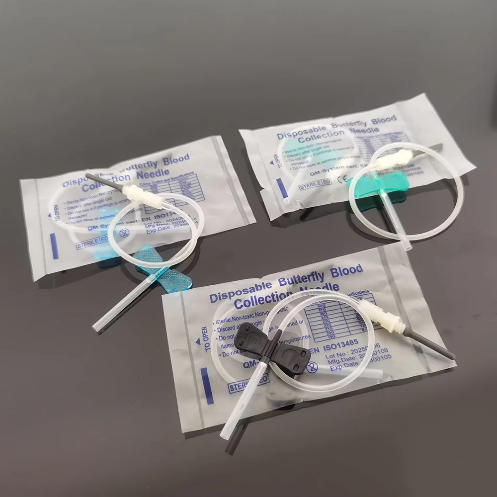 500 Agujas Desechables para Extracción de Sangre Tipo Mariposa, Agujas de Doble Ala para Recolección de Sangre, Cuidado de Mascotas, Gatos, Perros, Animales