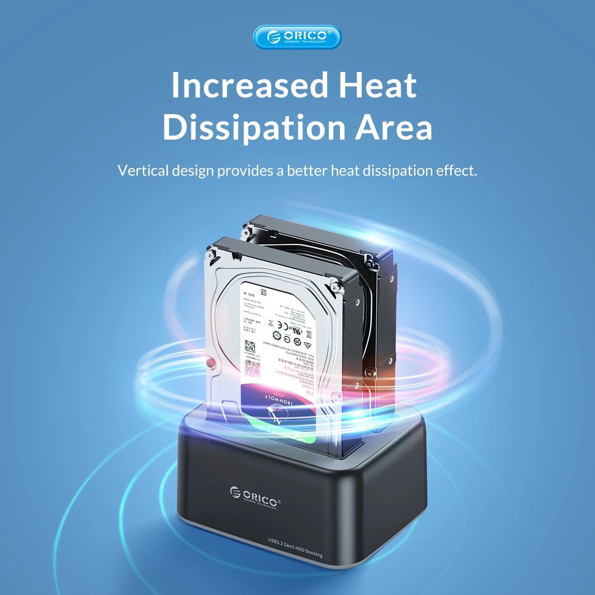 ORICO Estación de acoplamiento para disco duro 2,5/3,5 pulgadas SATA a tipo C USB3.2 10Gbps Gen2 HDD Case con fuente de alimentación clonada sin conexión 12V3A