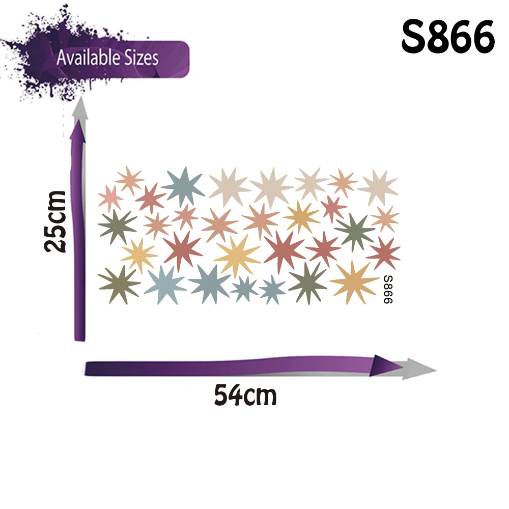 Wild Earth - Pegatinas de pared con estrellas coloridas, pegatina de tela extraíble, calcomanía de pared con estrellas, para decoración de paredes del hogar, dormitorio, sala de juegos