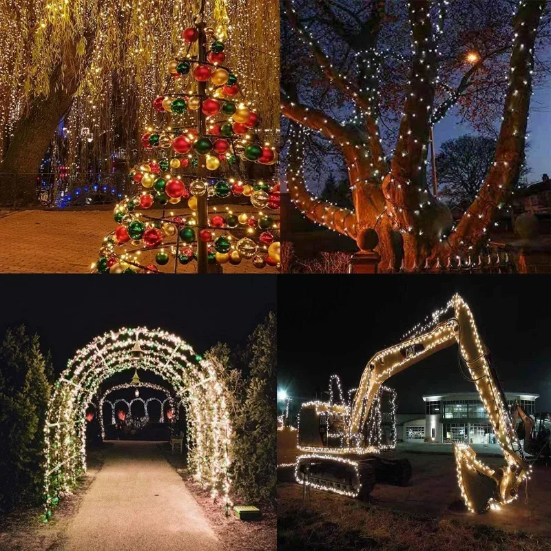 Cadena de luz solar para exteriores, decoración navideña LED, cadena de luces, luz de hadas solar, luz de decoración navideña para jardín