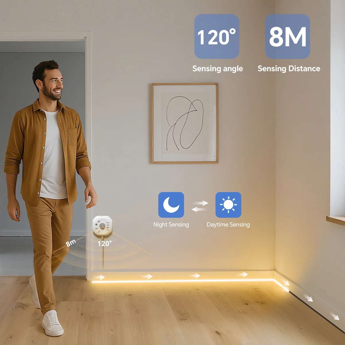 Tira de luces LED WS2811 Horse Race Chase, Sensor de movimiento, cinta Led nocturna para escalera, cinta Flexible para decoración de techo de habitación