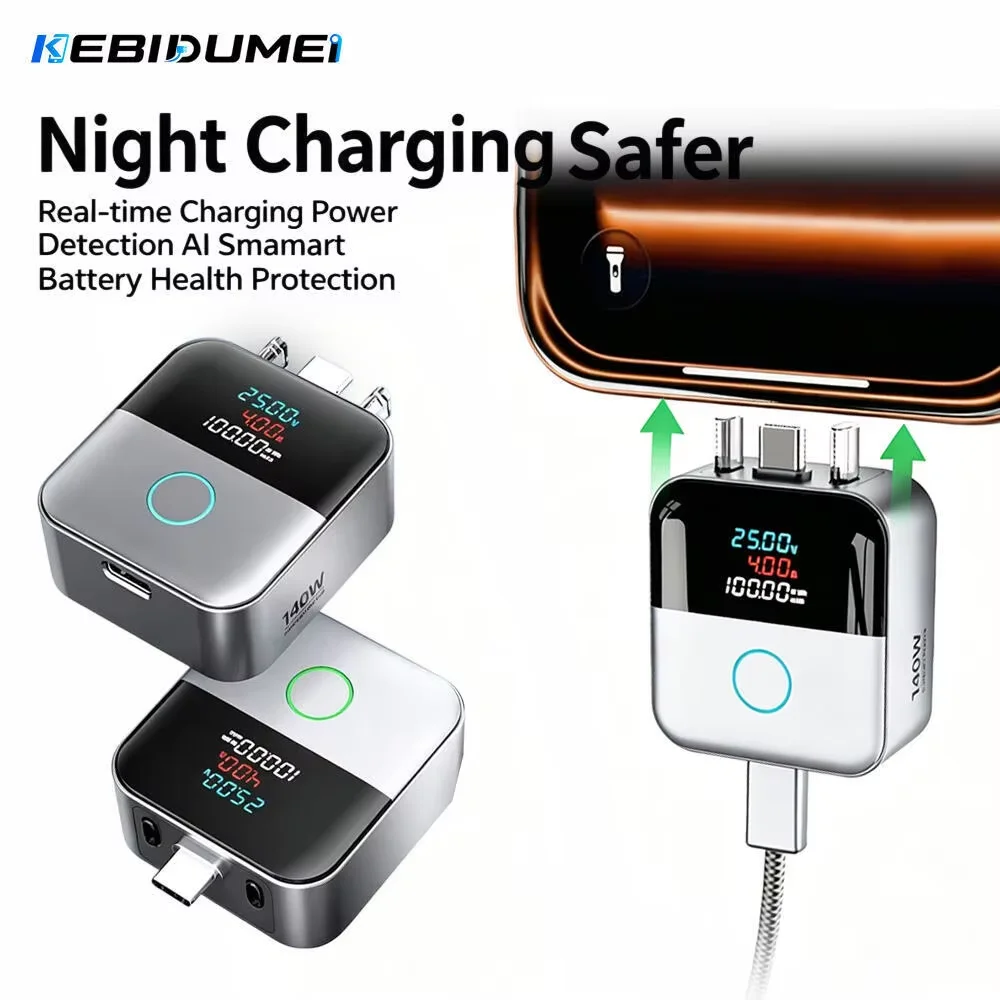 KEBIDUMEI 140W Cable de Carga Rápida Tipo-C con Apagado Automático Inteligente, Pantalla Digital y Protección Contra Sobrecarga