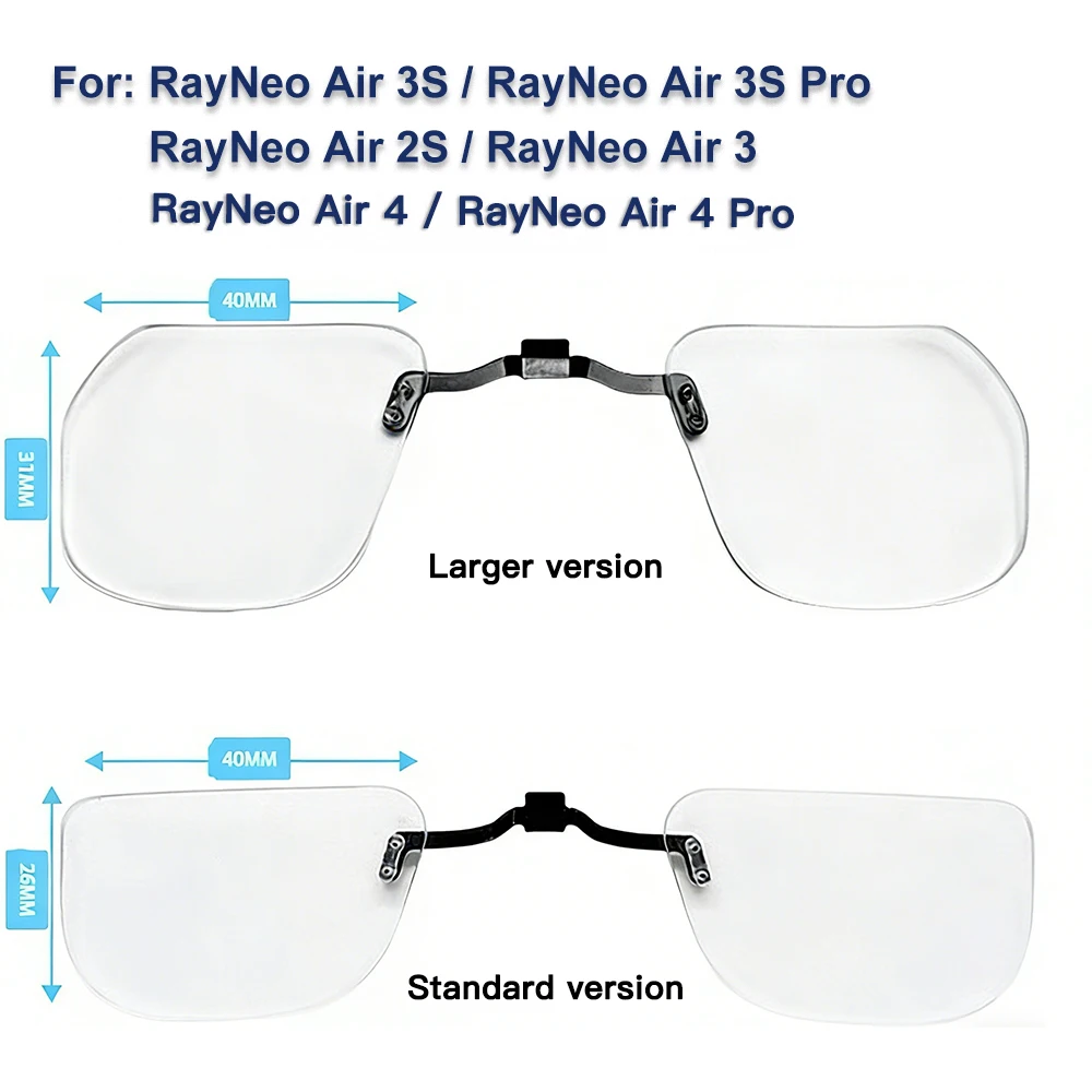 Lentes Personalizadas para Gafas Inteligentes TCL RayNeo Air 1S/2/Air 2S/Air 3S/Air3S Pro/4 Pro, Lentes Anti-Luz Azul y Anti-Reflejos para Miopía e Hipermetropía