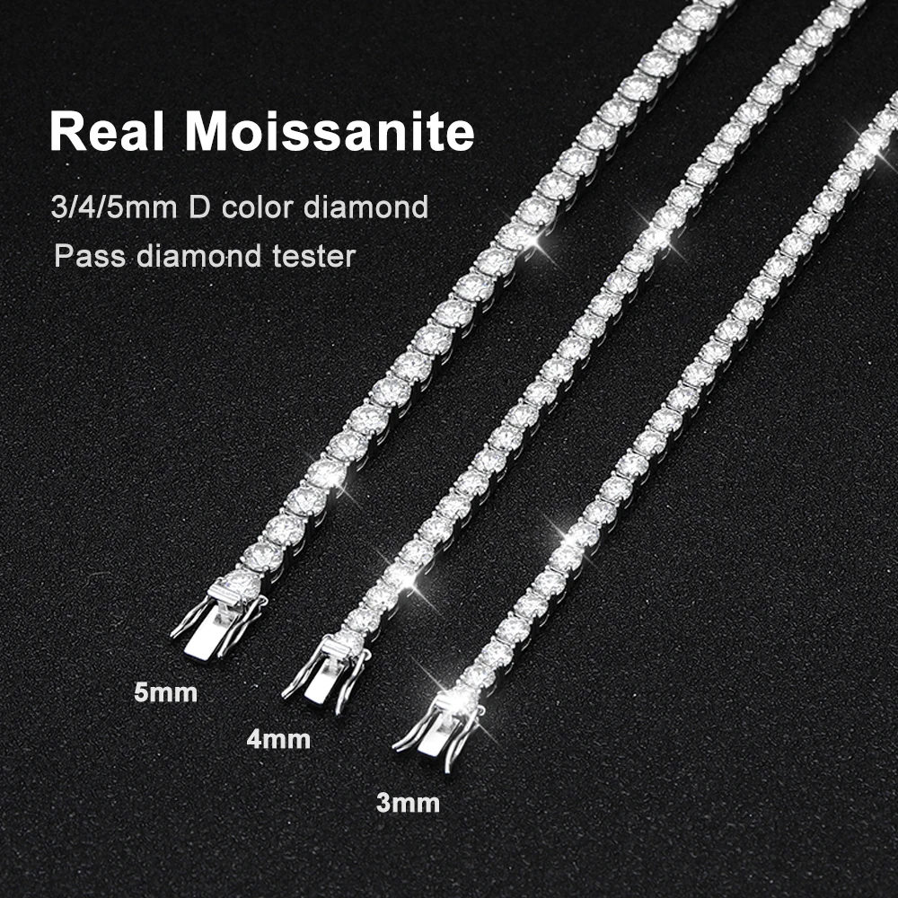 Precio de fábrica D VVS1 pulsera de tenis de moissanita Plata de Ley 925 clásicos de una sola fila con pulseras GRA para mujer hombre joyería