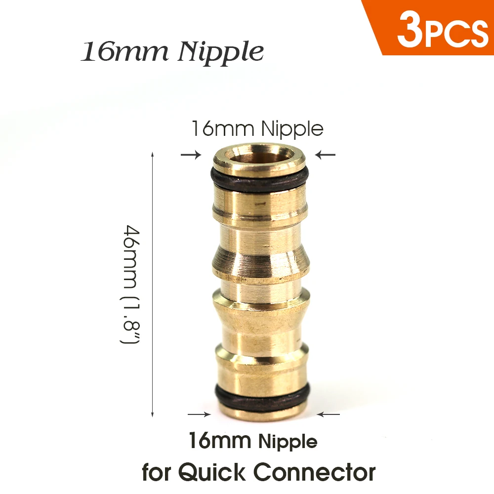Adaptador de conector rápido de latón de 3 piezas, accesorios de manguera de riego de jardín para reparación de tuberías de agua, juntas de acoplamiento de extensión, 16mm
